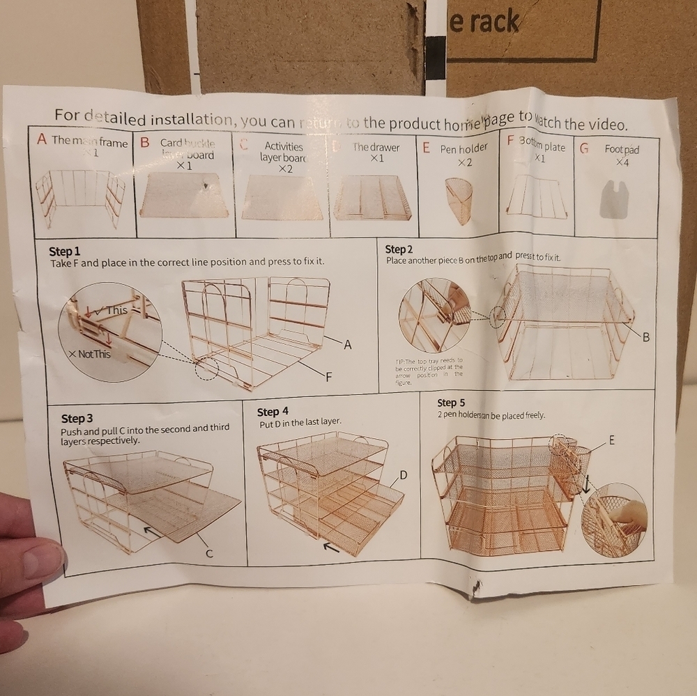 Brand New Rose Gold Multi-Layer Wire Metal Storage File Rack - Picture 6 of 6